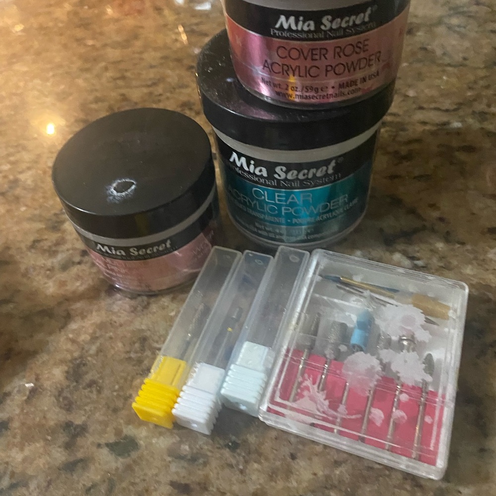 FINAL PRICE Mia Secret Acrylic Powder Set - Clear & Cover Rose with Drill Bits